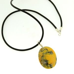 Bumblebee Jasper Sterling Wirewrap Unisex Necklace